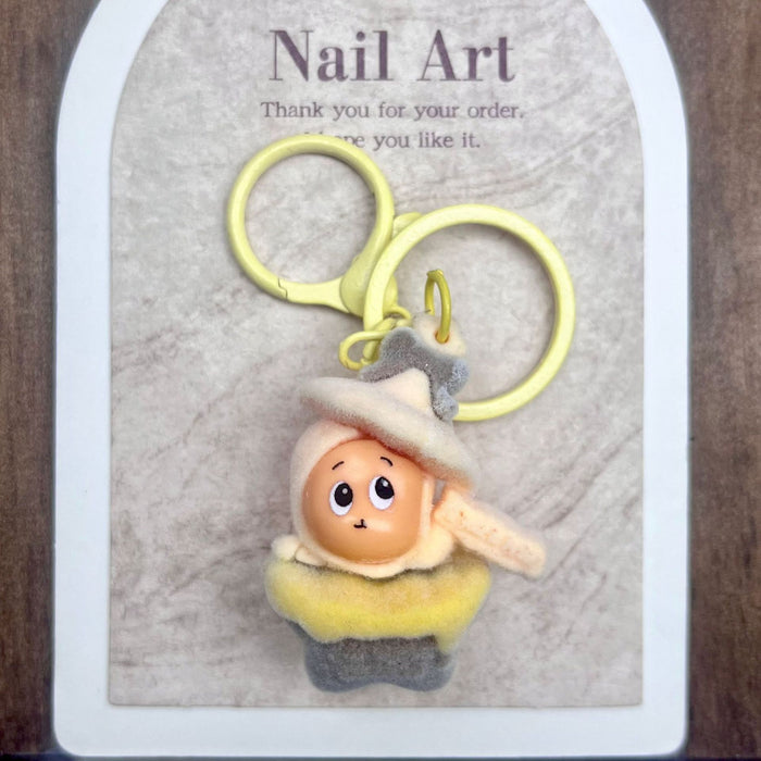 Wholesale Multi-colored flocked resin accessories keychain