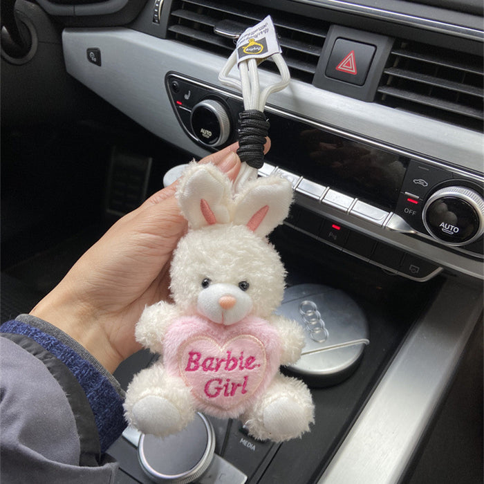 Wholesale White Rabbit Teddy Bear Bow Barbie Love Plush Car Keychain Bag Pendant