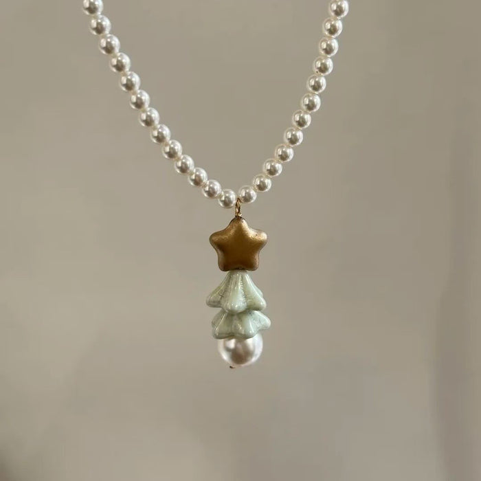 Wholesale   Apple Core Beaded Necklace Female  All-match Clavicle Chain