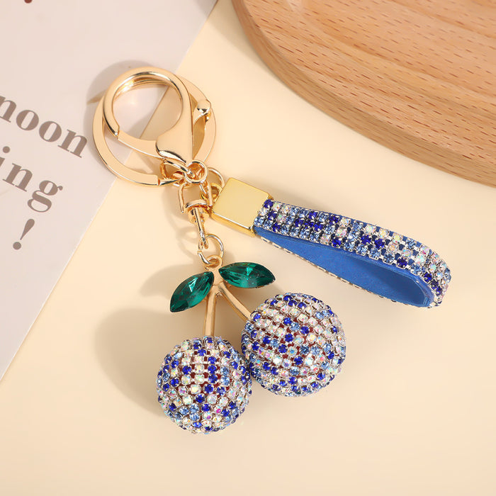 Wholesale Modern minimalist cherry keychain with diamonds