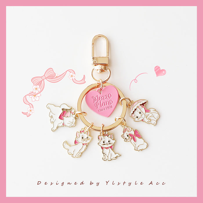 Wholesale Cartoon Cat Keychain Metal Creative Cute Cat Girlfriend Bag Pendant Couple Cat Ornament