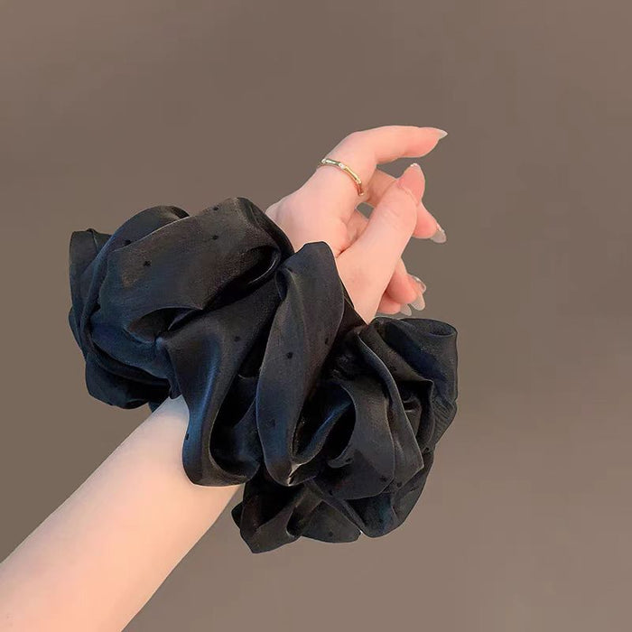 Wholesale Gentle polka dot shimmering tulle hair scrunchies