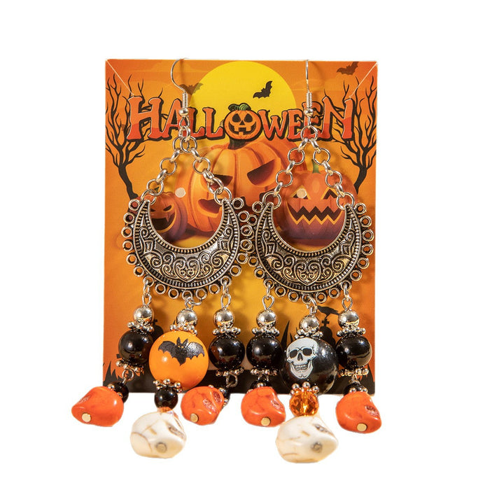 Wholesale Halloween Gothic  Skull Tassel Earrings Alloy Fashion Accessory for Women MOQ≥5