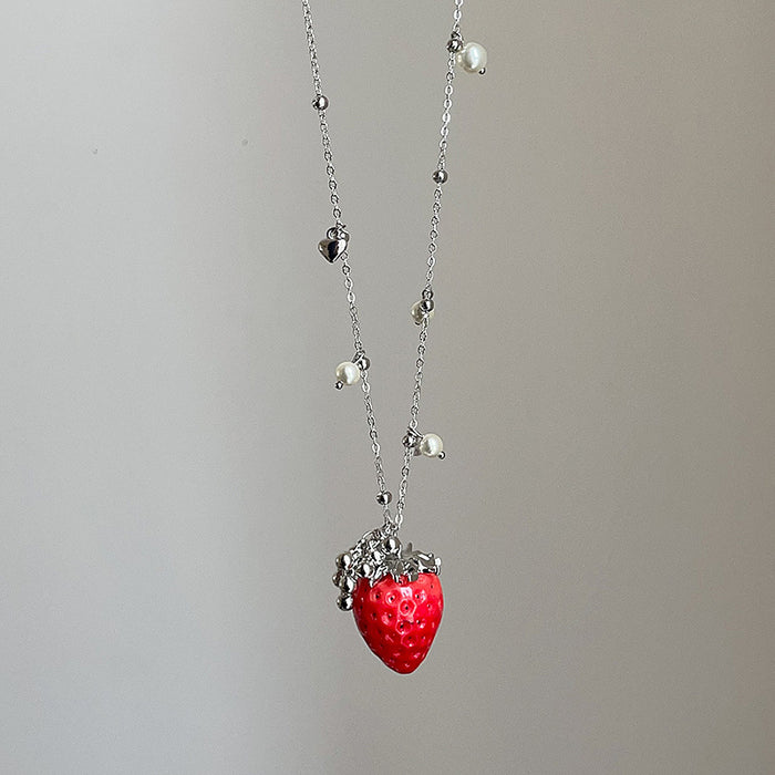Wholesale Cute Red Realistic Strawberry long Necklace/Earrings