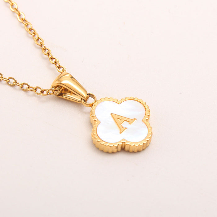 Wholesale gold-plated letter necklace women four-leaf letter pendant necklace jewelry
