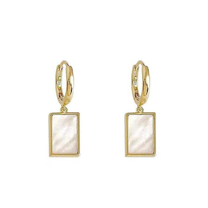Wholesale Light luxury and simple square mother of pearl earrings with niche design, earrings with high-end geometric square earrings, wholesale