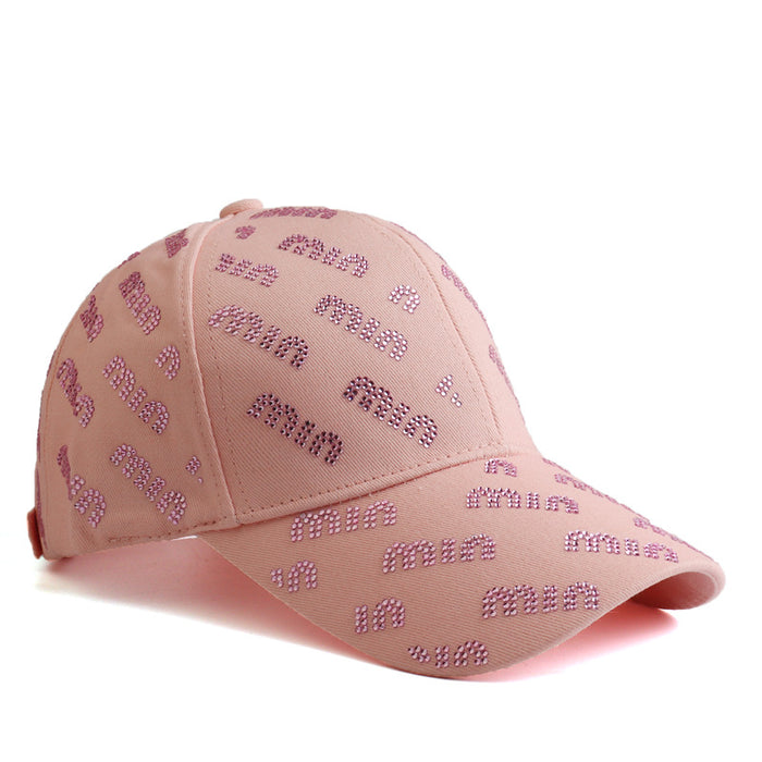 Wholesale Women' s outdoor baseball cap with rhinestone lettering
