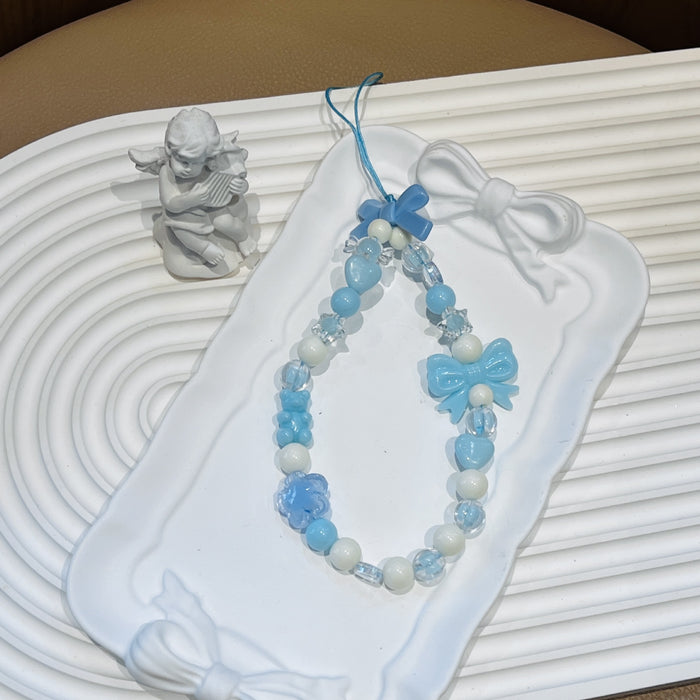 Wholesale ins mobile phone lanyard bowknot lanyard beaded anti-lost pendant