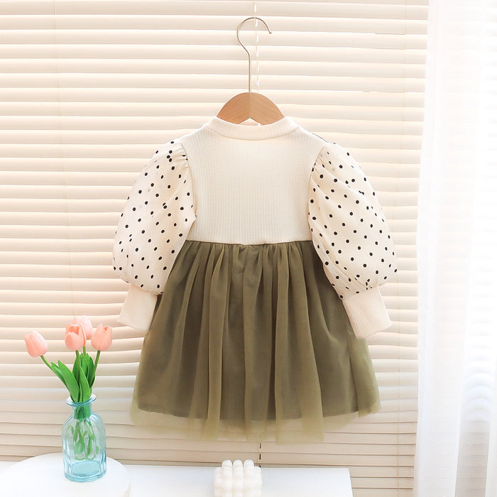 Wholesale Polka Dot Puff Tulle Children's Dress JDC-CTS-MianY015