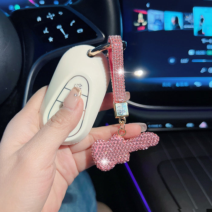 Wholesale Rhinestone Crystal Guitar Keychain Fashion Car Key Ring Pendant