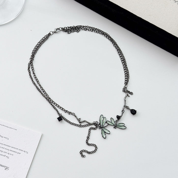 Wholesale Inlaid collarbone chain earrings, niche design necklace earrings