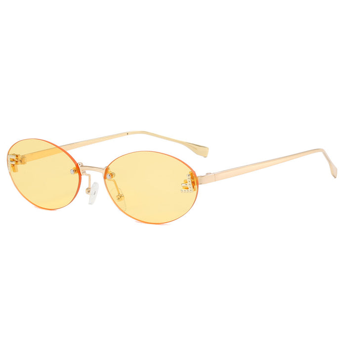 Wholesale Frameless sunglasses, round retro small frame sunglasses, fashionable metal