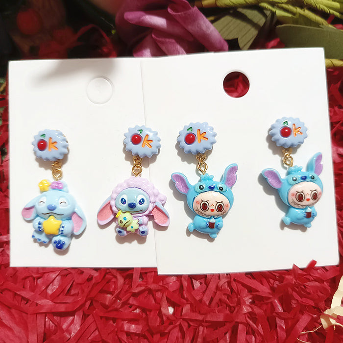 Wholesale Cartoon new cute resin silver needle earrings for women