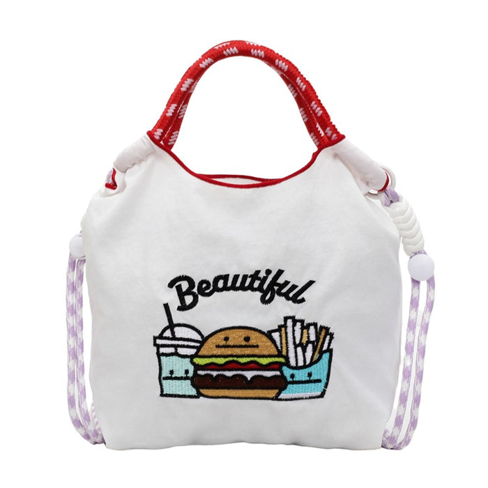 Wholesale New canvas bag embroidered eco-friendly shopping bag for commuting women, shoulder bag for niche diagonal cross bag