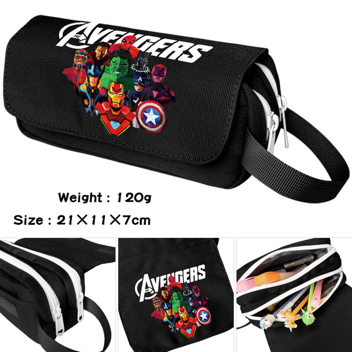 Wholesale Cartoon Canvas Pencil Case Double Layer Large Capacity Waterproof With Handle For Students