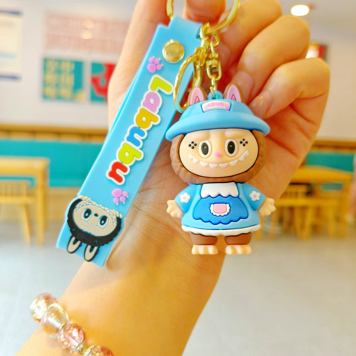 Wholesale New cross-dressing  cartoon keychain cute couple schoolbag pendant car keychain claw machine small gift