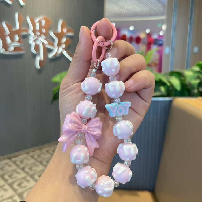 Wholesale Handmade bead painted bow, mobile phone chain pendant, letter bag pendant, hanging decoration