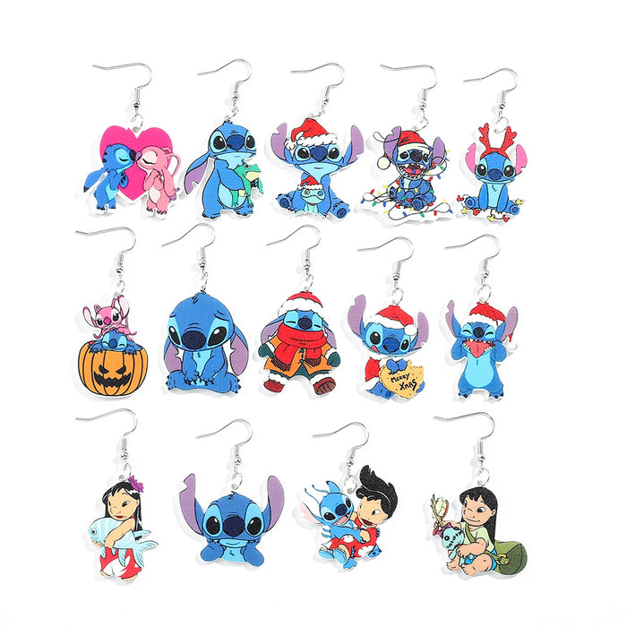 Wholesale Anime Star Stitch Acrylic Earrings Stitch Cartoon Doll Earrings JDC-ES-BS002