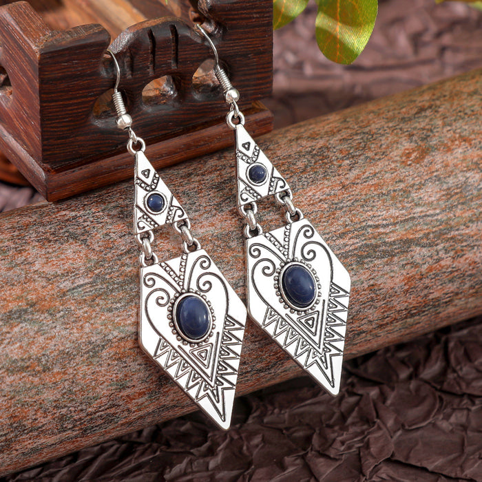 Wholesale Ancient Silver Zinc Alloy Bohemian Triangle Earrings Geometric Retro Fashion Accessory MOQ≥2
