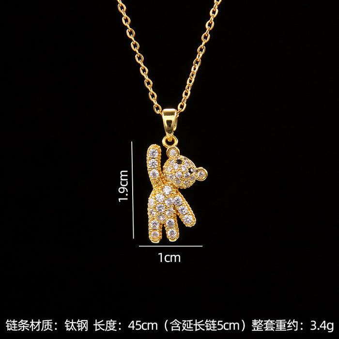 Wholesale fashion zircon love bear pendant small necklace