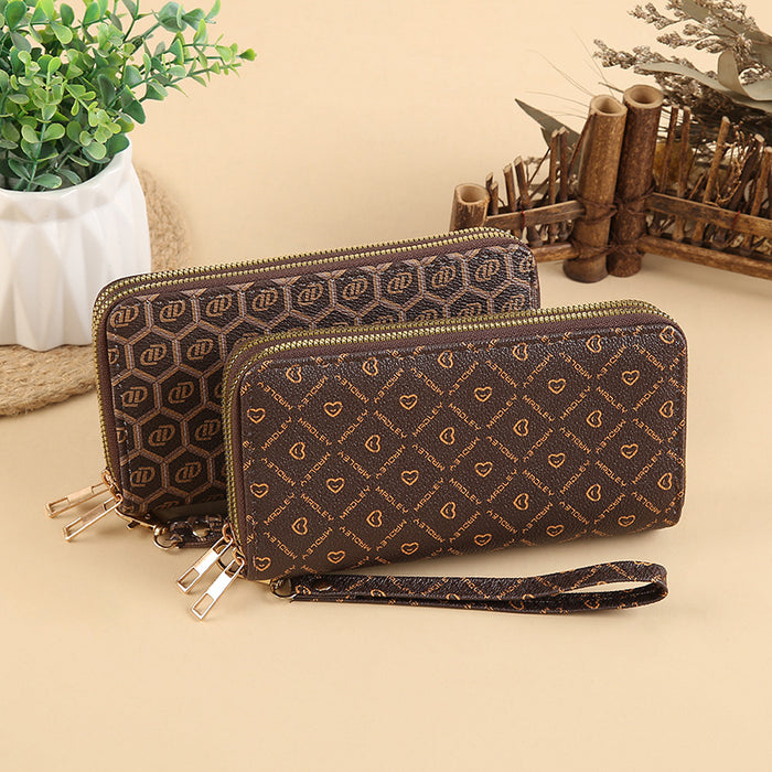 Wholesale PU Leather Clutch Wallet with Flower Pattern and Chain Decoration MOQ≥3