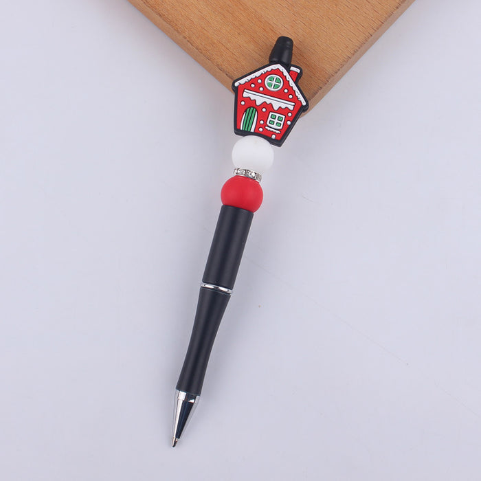 Wholesale Cartoon Christmas Santa Claus Silicone Plastic Bead Pen JDC-PN-GuangTian011