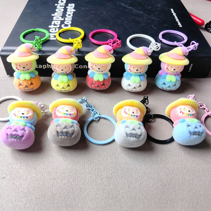 Wholesale Pumpkin  Flocking Punch Cute Phone Charm Bag Accessory