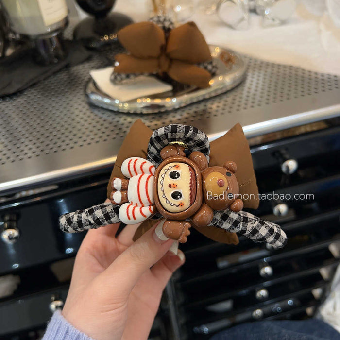 Wholesale Catching cartoon bow plate hair clip, new plaid large shark clip