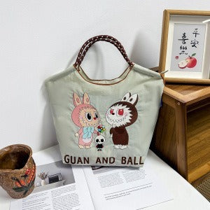 Wholesale Zippered Embroidered Shoulder Bag Waterproof Nylon Messenger Bag Handheld Canvas Bag