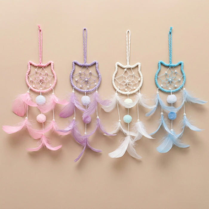 Wholesale Handmade Pink Feather Dream Catcher Polyester Home Decor Pendant