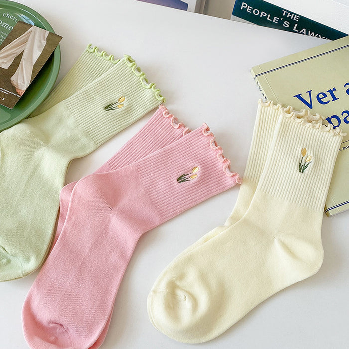 Wholesale Socks, tube socks, tulip flower pile socks