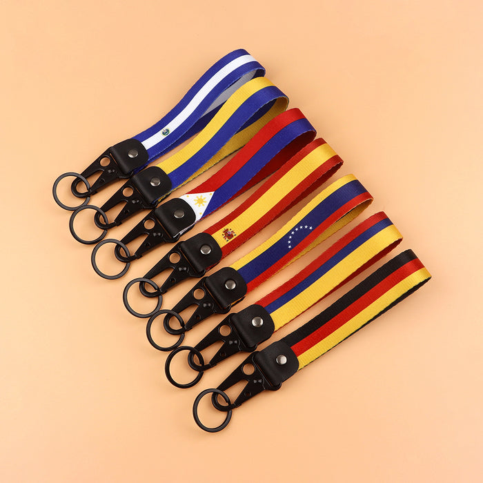 Wholesale  simple world flag  alloy car keychain pendant