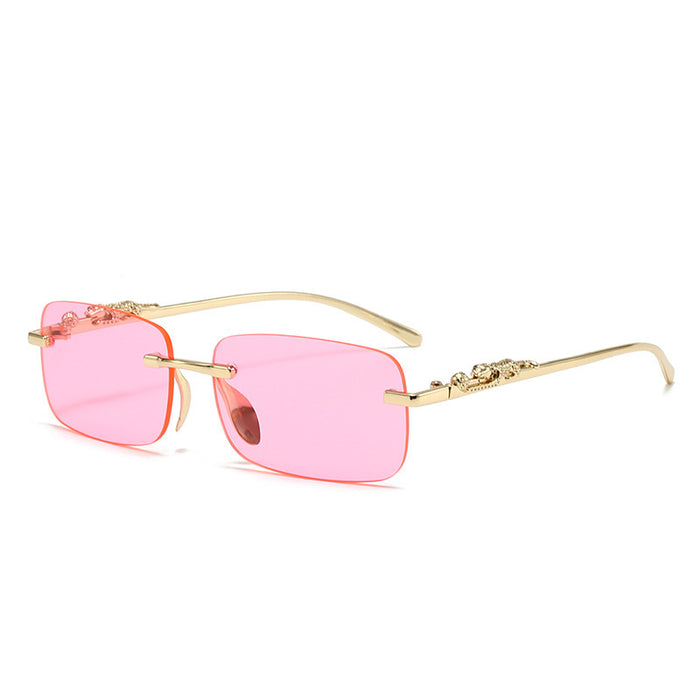 Wholesale Metal frameless glasses, personalized cut edge sunglasses, colored lenses, retro sunglasses, color changing sunglasses