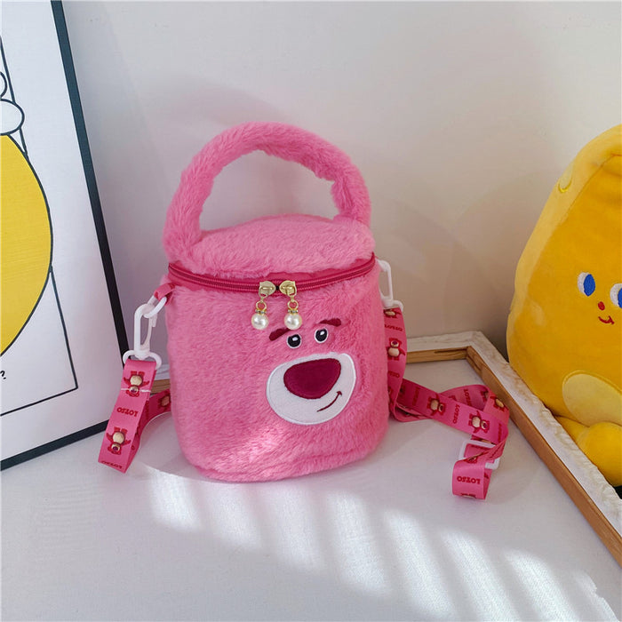 Wholesale Cartoon Plush Shoulder Strap Portable Crossbody Bag Clasp Doll Plush Bag Portable Bucket Bag