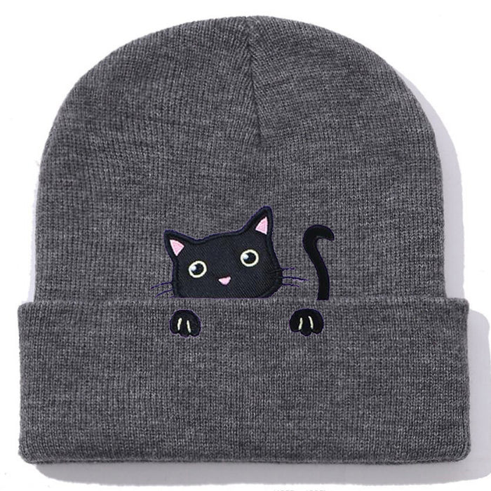 Wholesale Acrylic Cat Embroidery Knitted Beanie JDC-FH-Shengn008