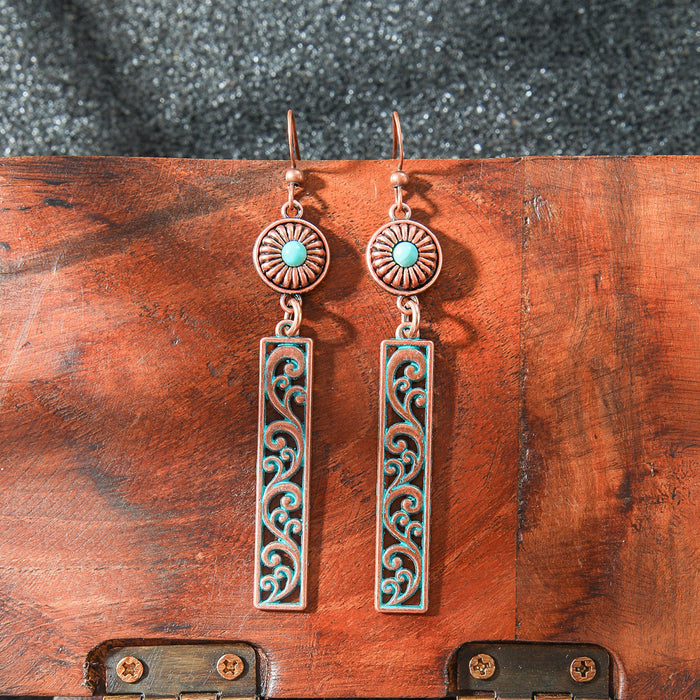 Wholesale 2pcs retro ethnic geometric turquoise earrings