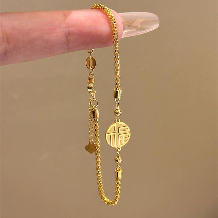 Wholesale Bracelet gold, light luxury, high-end temperament, wealth attracting jewelry, versatile hang tag jewelry
