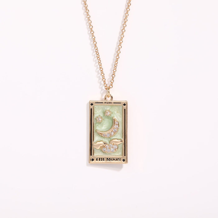 Wholesale Copper Tarot Sun Moon Star Enamel Pendant Necklace Trendy Jewelry Accessory