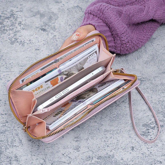 Wholesale Embroidery PU Leather Long Zipper Wallet Women' s Retro Clutch Fashion Accessory Gift Daily Use