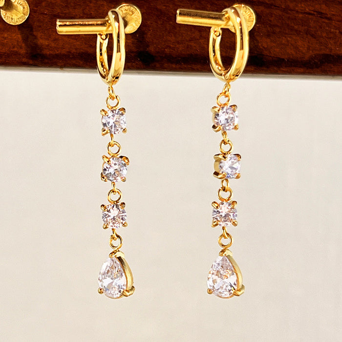Wholesale Stainless Steel Gold Water Drop Statemente Earrings