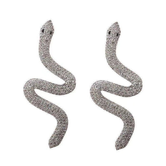 Wholesale Water diamond snake shaped long earrings