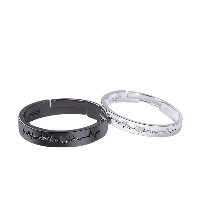 Wholesale couple ring ring ring black and white electrocardiogram opening a pair of men and women