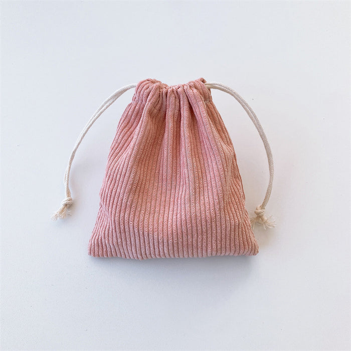 Wholesale Corduroy storage bag, drawstring pocket, portable coin purse