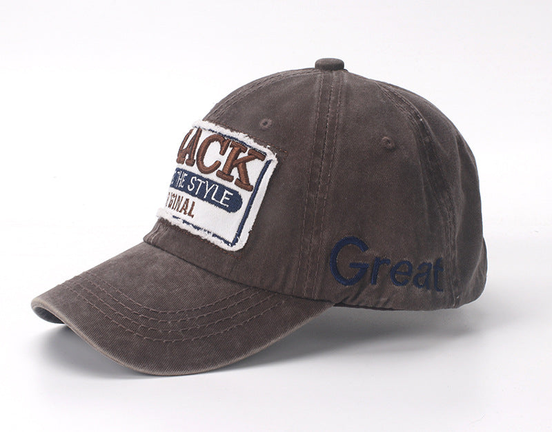 Wholesale Baseball cap, washed with adhesive fabric, letter denim duckbill cap, sun visor hat