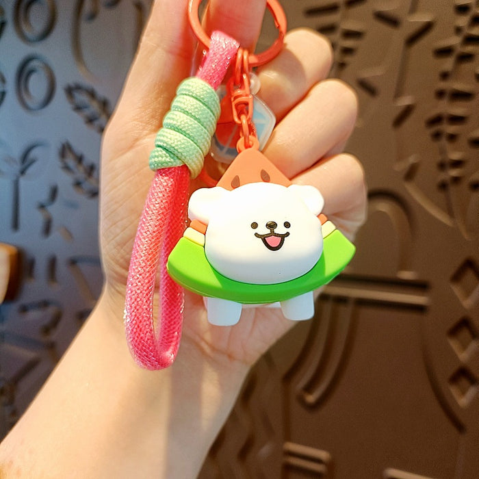 Wholesale Line Puppy Keychain Korean Cartoon Doll School Bag Pendant Cute Couple Key Chain Doll Machine Small Gift
