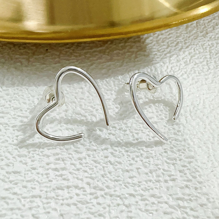Wholesale   elegant 925 silver needle female earrings heart-shaped small non-pierced mosquito coil ear clip
