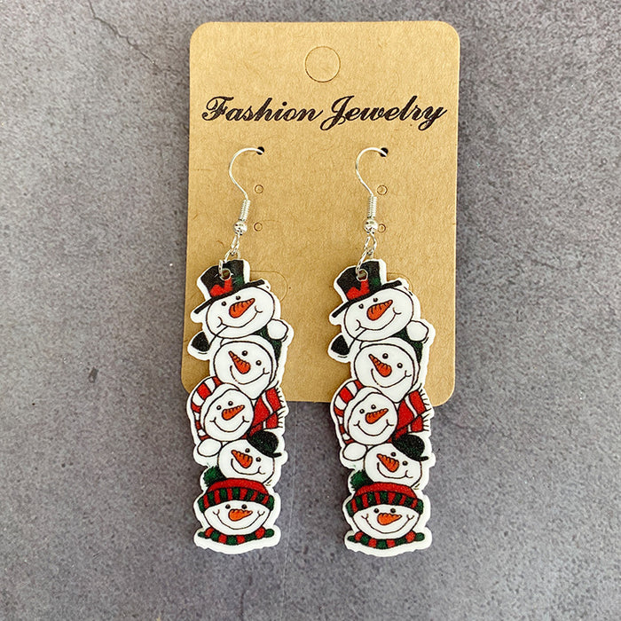 Wholesale Christmas acrylic earrings snowman Pancake Man long festival cute earrings fashion earrings gift supply