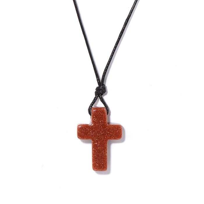 Wholesale Cross pendant DIY jewelry accessories leather cord clavicle necklace