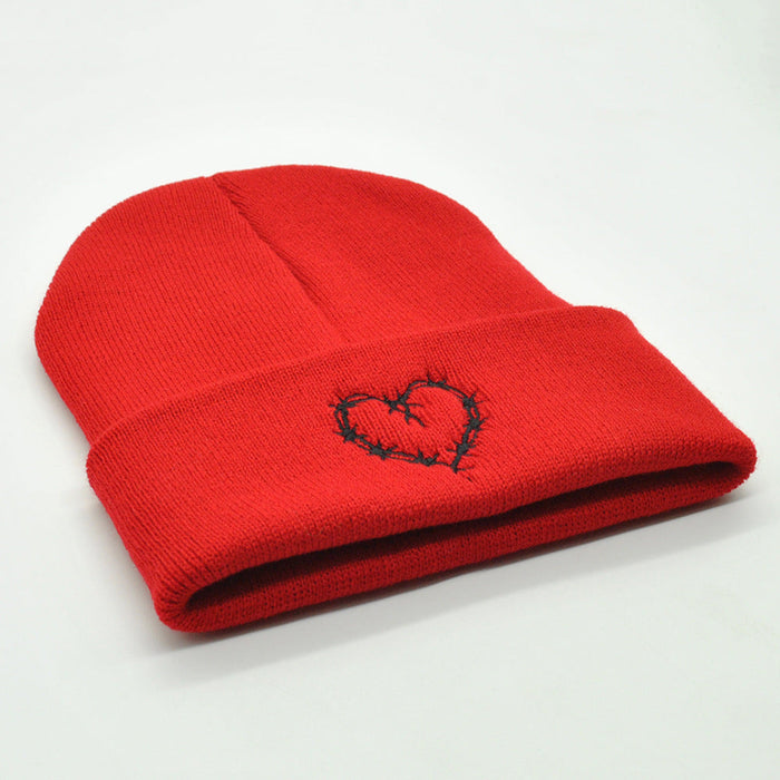 Hat de lana al por mayor Heart Borded Warm Knited Hat JDC-FH-PNI010