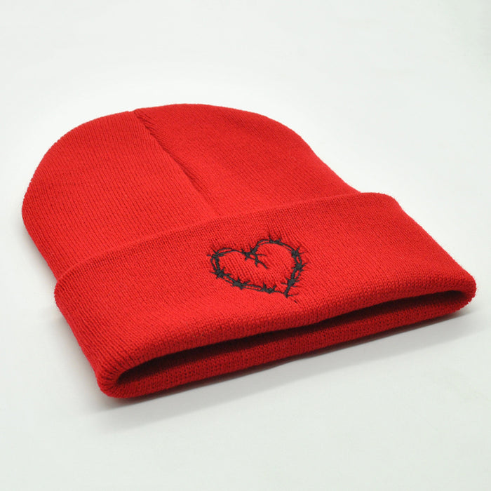 Wholesale Autumn and Winter Acrylic Love Embroidery Knitted Beanie JDC-FH-PeiN014